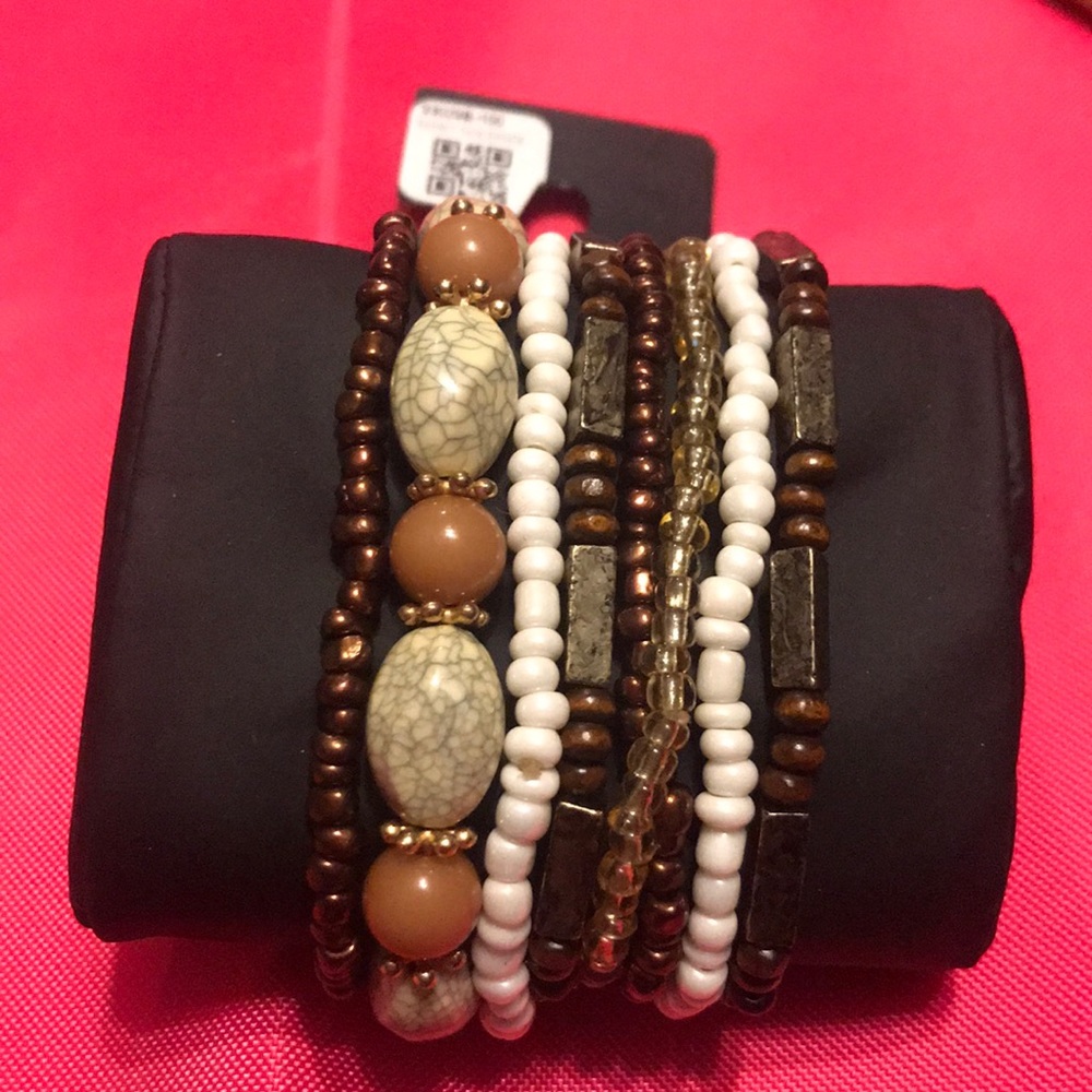 NY Style 8pcs Earthy Beaded Stretchable Bracelets